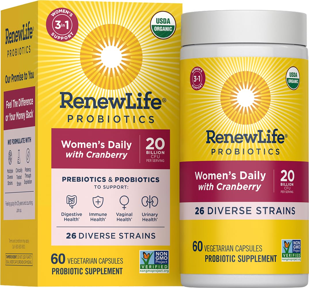 Renew Life Womens Probiotic Prebiotic with Cranberry 20 Billion CFU
