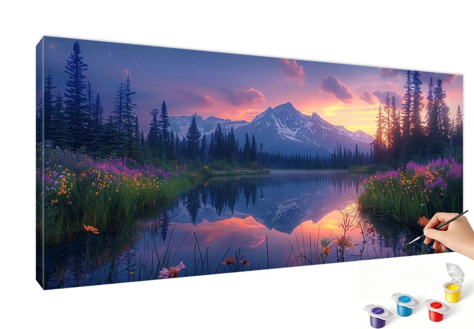 Malowanie numerami dla dorosłych Iceberg Malarstwo Numer Drzewo DIY Kolorowanie według numerów Dorosły 60 x 120 cm z pędzlami i akrylami, nieoprawiony, zestaw aktywności do letniej dekoracji domu