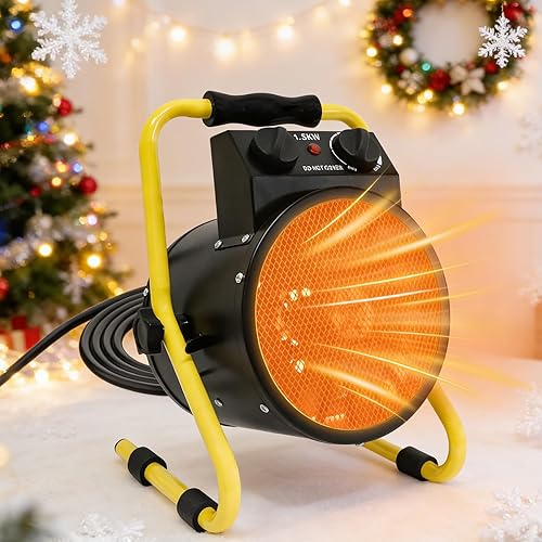 Miniatura 1 de COOS BAY Calentador eléctrico portátil de 1500 W, calentador de invernadero al aire libre para tienda de cultivo, garaje, taller, patio, caravana,