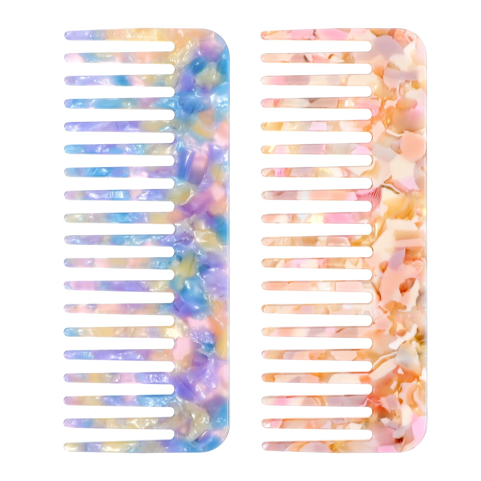 Mabor Hair Detangling Comb, 2 Pack Tortoise Shell Comb Acetate Wide Tooth Comb No Handle Styling Comb for Wet and Dry Hair Women's Thick Curly Wavy Hair