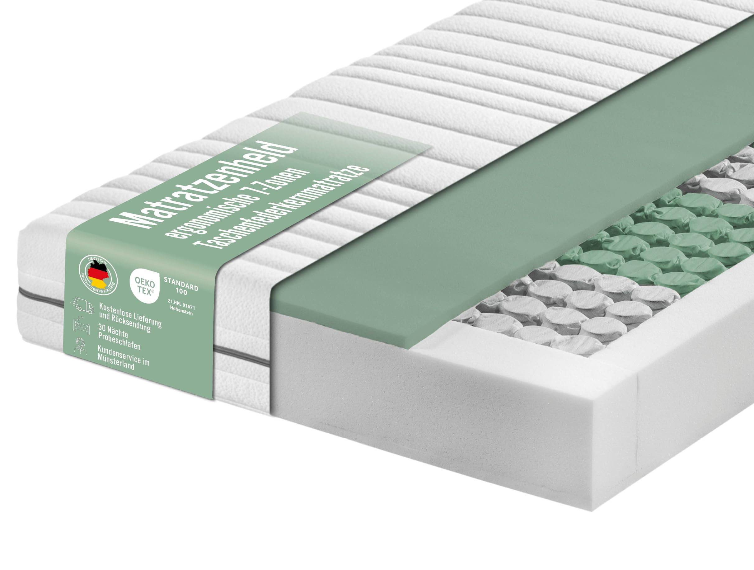 7-zone pocketveringmatras met 1000 veren - AM Qualitätsmatratzen