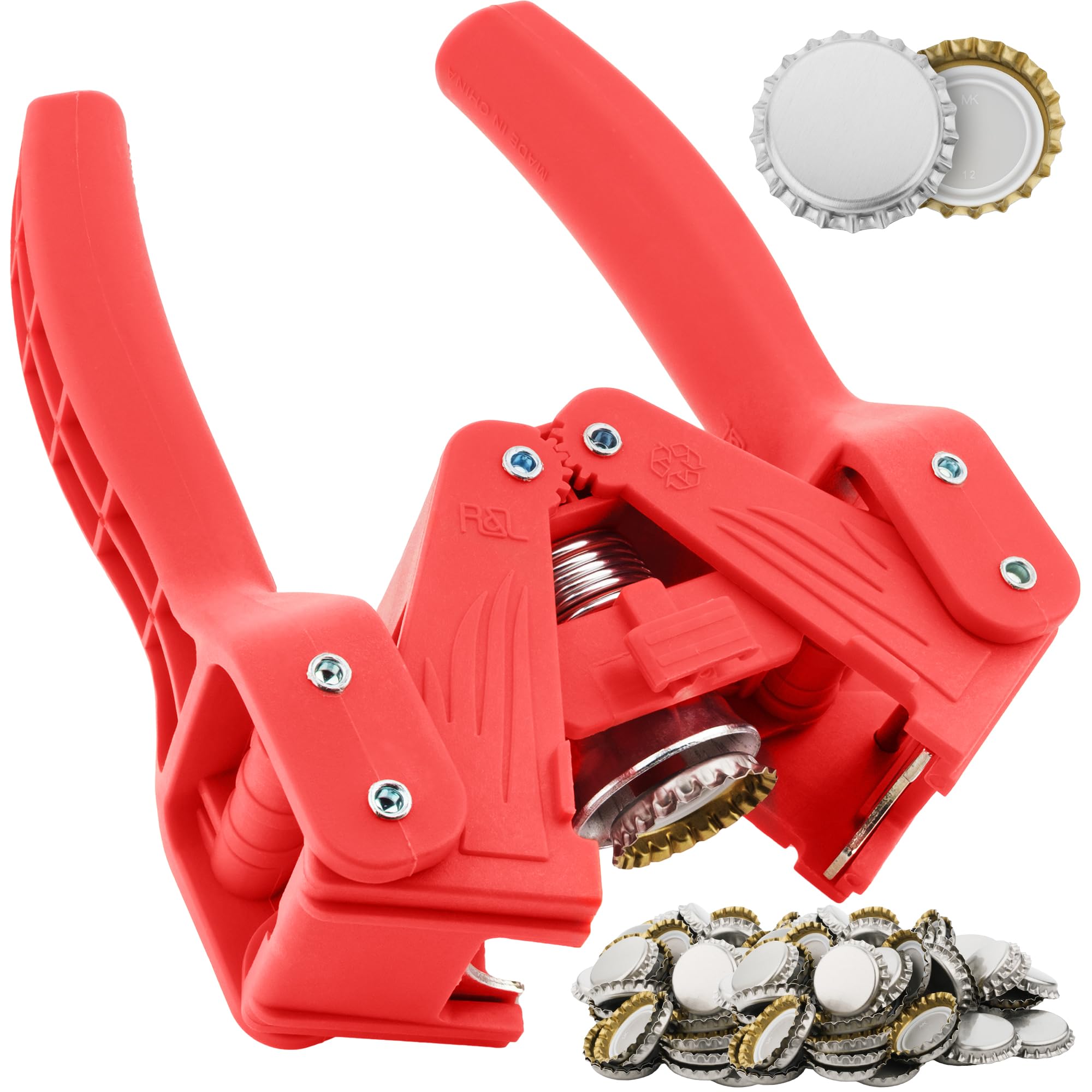 Bottle Capper incluso 120 free tappi per home Brew Beer making o limonata bottiglie di vetro – facile Cap