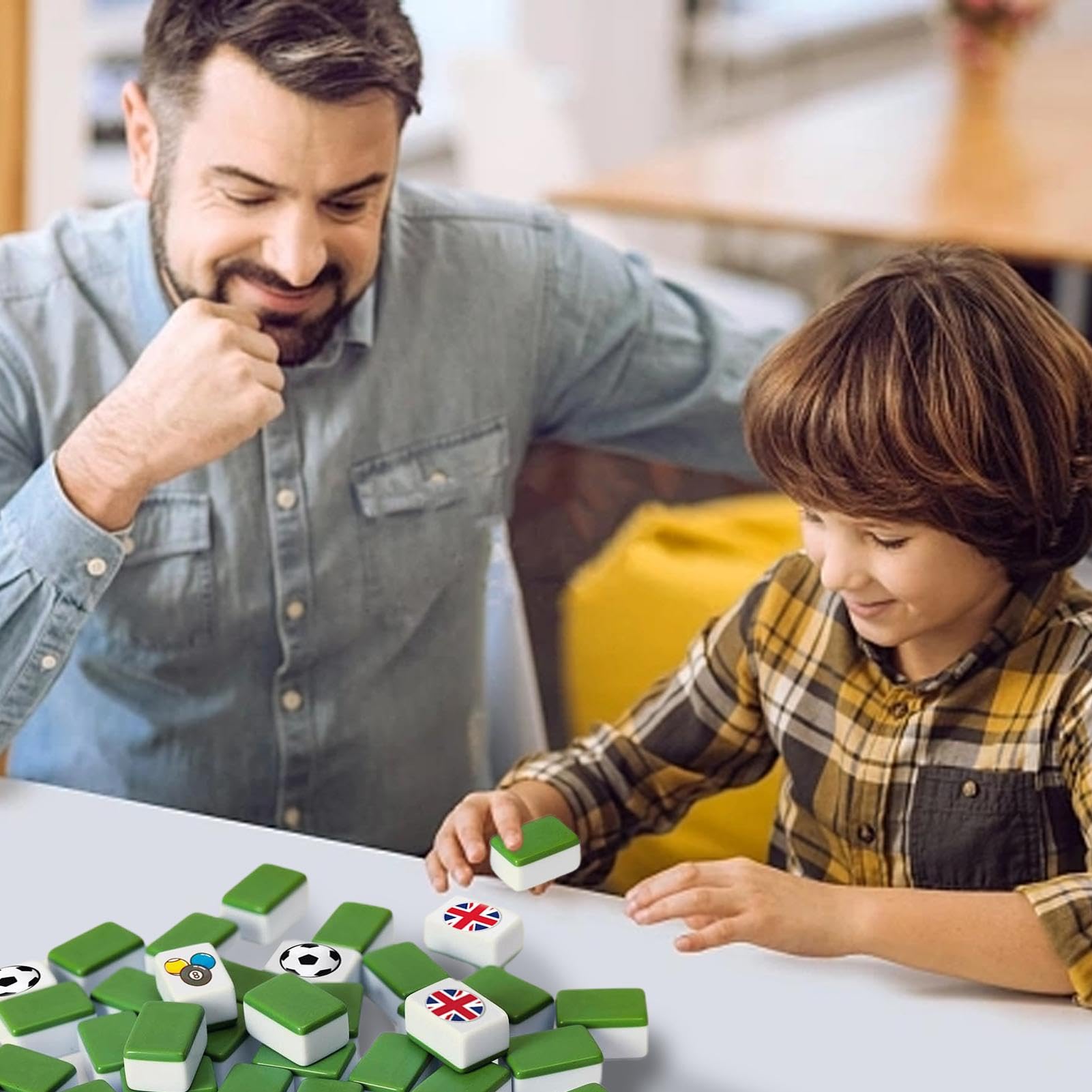 Mahjong Spiele Set,Mahjong Set - Mahjong Blockpuzzle Spiel - Mahjong mit | Nationalflagge,64 Bausteine,Tragbare Gesellschaftsspiele mit Mahjong Fliesen für divert