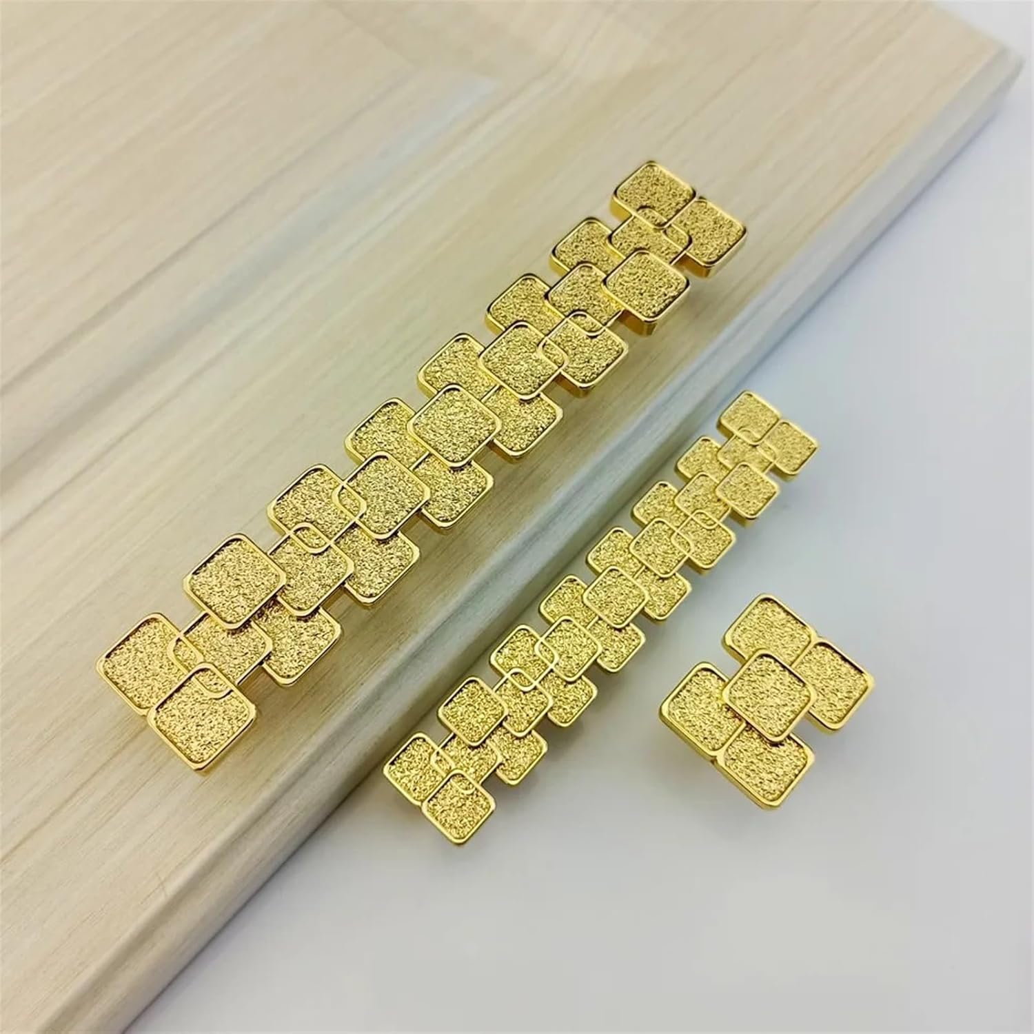 Furniture Handle Kitchen Cabinets Drawer Wardrobe Cupboard Pulls Door Dressing Table Square Handle 2Pcs(Golden 128mm)