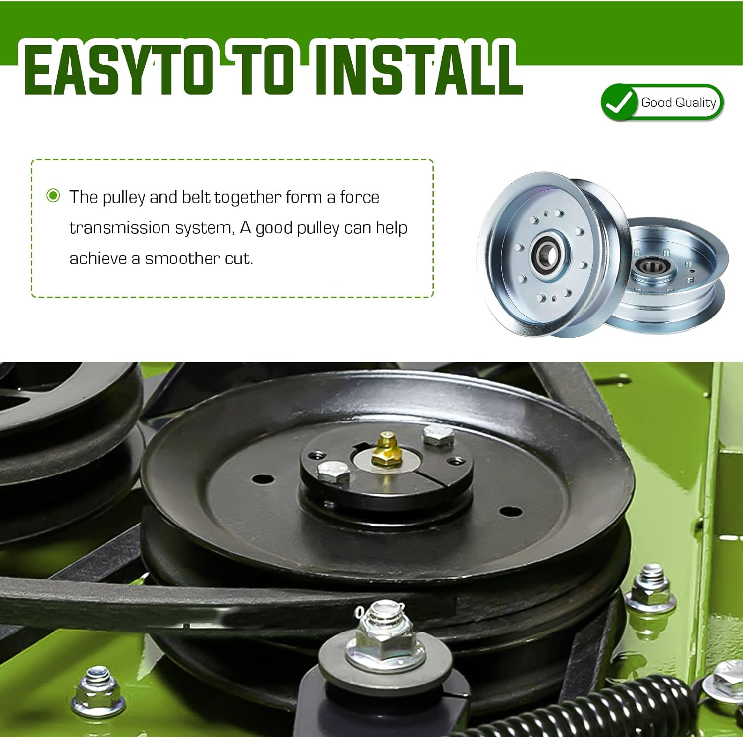 Flat Idler Pulley for John Deere D170 D100 L118 X105 X110 D110 D125 Cub Cadet RZT-L54 XT1-LT42 XT1-LT46 XT2-LX46 756-05034A GY20629 GY22082 3 Pack
