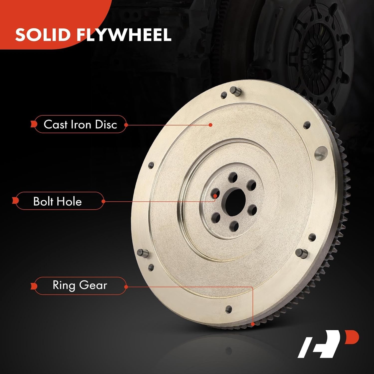 A-Premium Clutch Flywheel Compatible with Suzuki Samurai 1985-1995, Sidekick 1989, SJ413 1985, 1.3L, Manual Transmission, 6 Bolt Holes, 100 Teeth, Replace# 1262083000