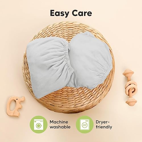 Miniatura 7 de Pack and Play Sábanas bajeras  Paquete de 2 sábanas para colchón Pack N Play de 38 x 26 pulgadas, suaves y acogedoras, ropa de cama neutra para