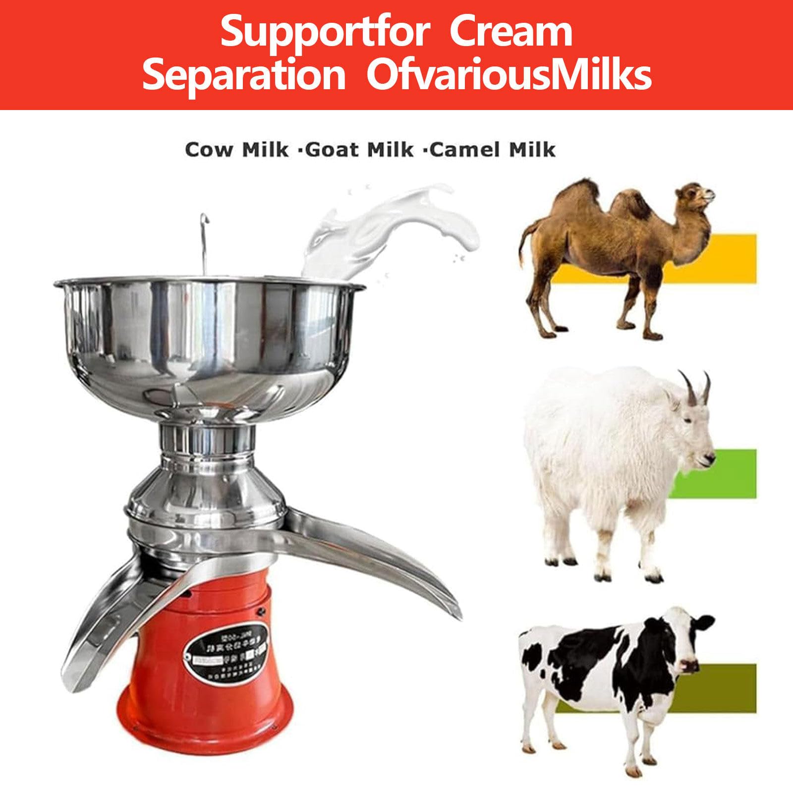 Elektrischer Milchseparator, elektrischer Frischmilch-Rahmseparator mit Abschäumer, professionelle Rahmzentrifuge mit 5-Liter-Milchbehälter, 50-Liter/h-Milch- und Sahneseparator.