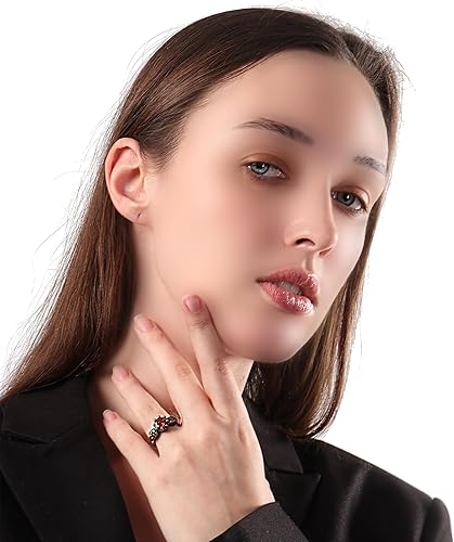 Miniatura 6 de Cool Black Gold Skull Statement Ring PurpleRed Cubic Zirconia emo Ring Gothic Band Rings Birthday Holiday Gifts Unique Vampire Ring Promise Rings