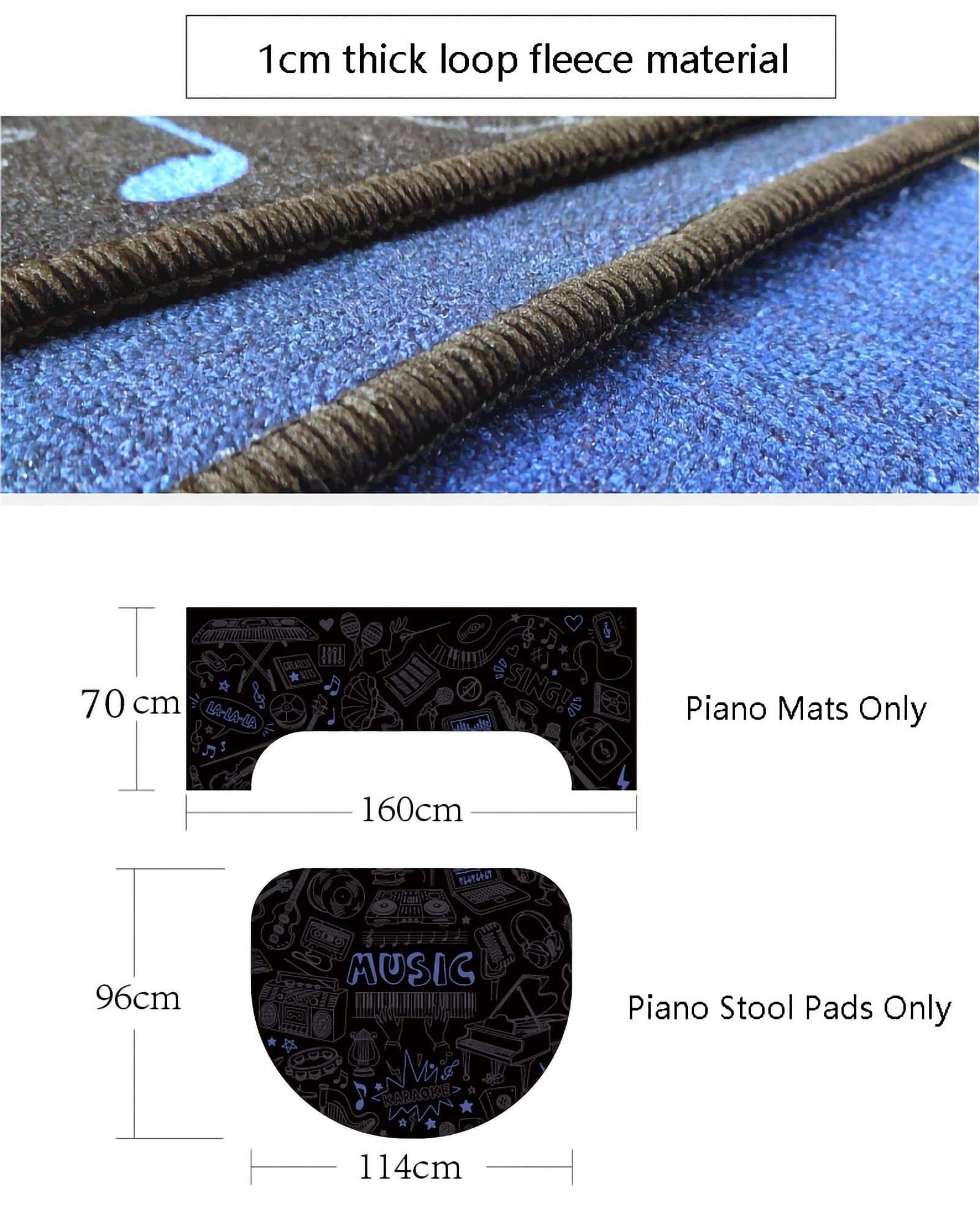 Tapis Insonorisant Pour Piano Droit - 160x70 Cm - Épaisseur 10 Mm - Antidérapant Et Lavable