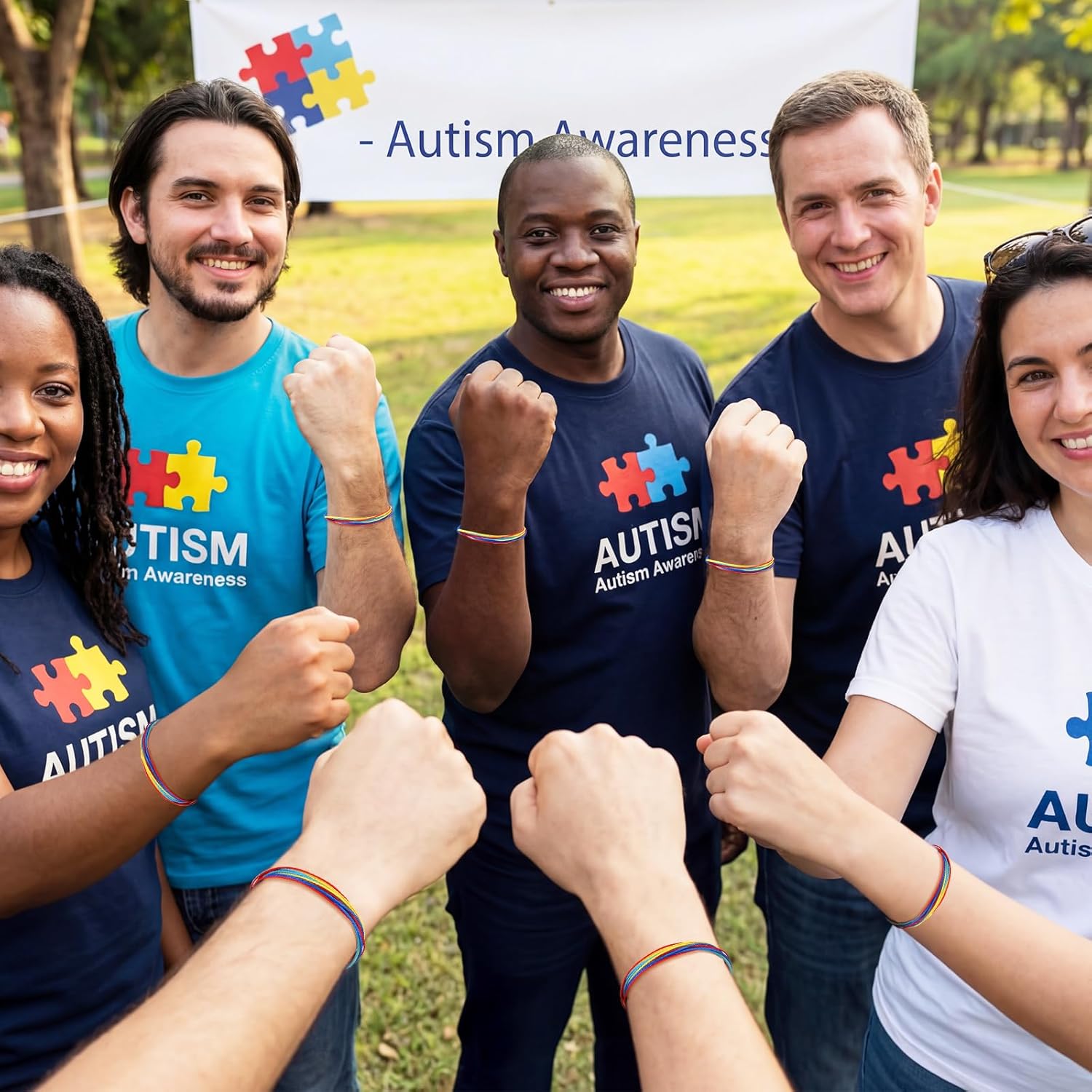 Landical 100 Pcs Autism Awareness Bracelets Bulk Inspirational Motivational Colorful Bracelets for Autism Awareness Decoration Party Favor Adult Woman Man Teens Gift Supplies