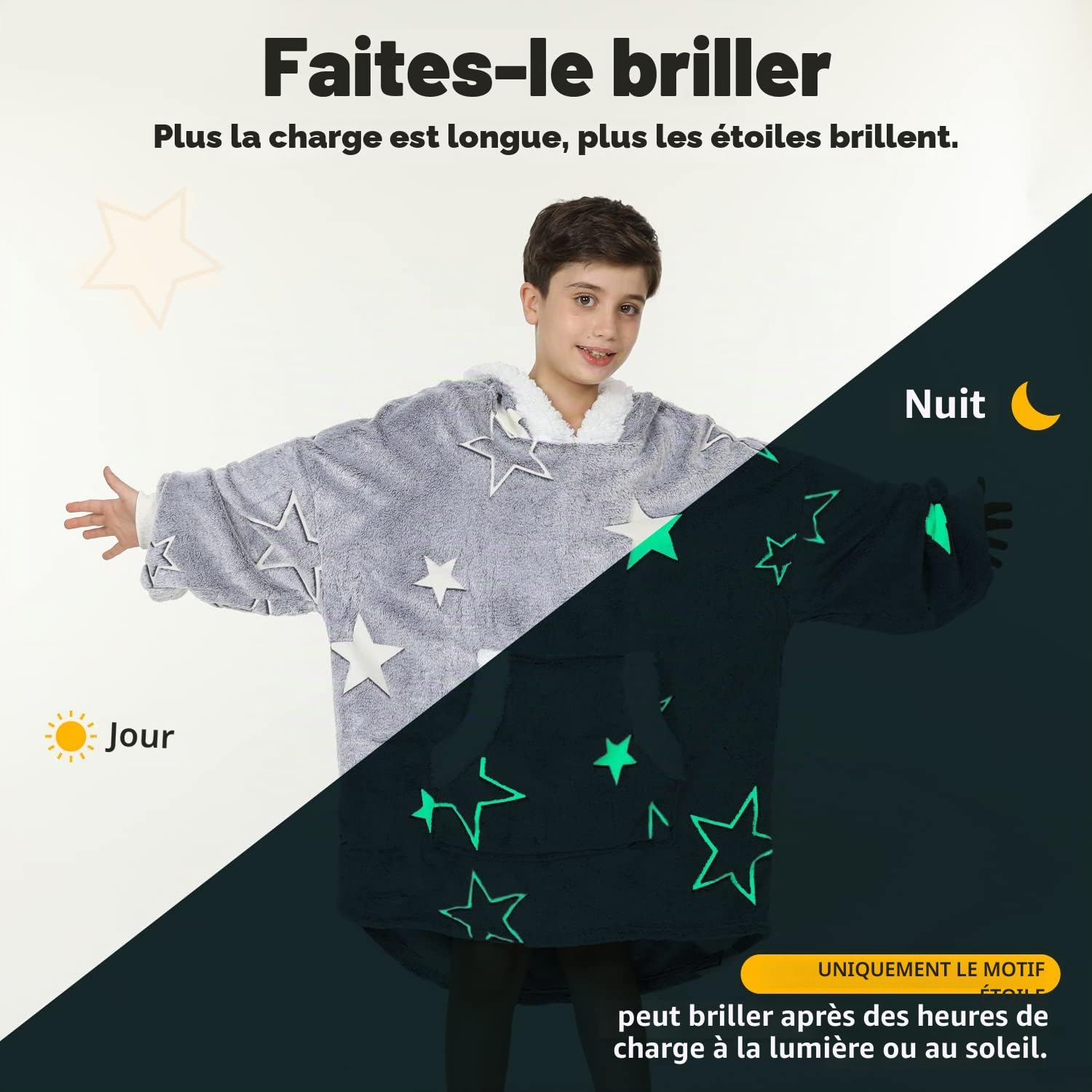 Winthome Couverture à Capuche surdimensionnée, Couverture de Sweat-Shirt en Flanelle, Pull Confortable pour Enfants garçon Filles