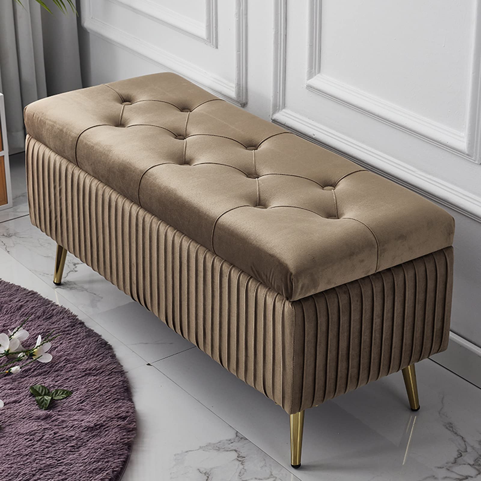 Banc de fenêtre pour salon avec rangement intégré et assise top