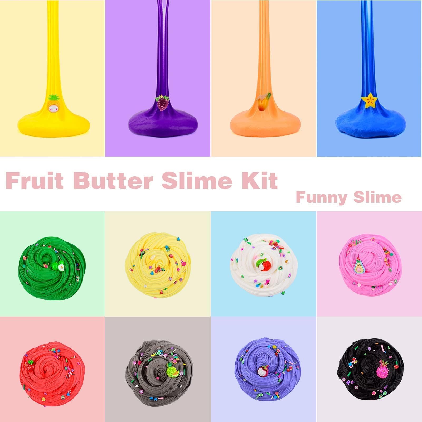 Slime Kit with 54 Pack,Valentines Mini Butter Slime, Non-Sticky and Super Soft, for Girls 10-12, Fruit Slime Party Favors Kids, Birthday Gift, DIY Putty Toy Boys
