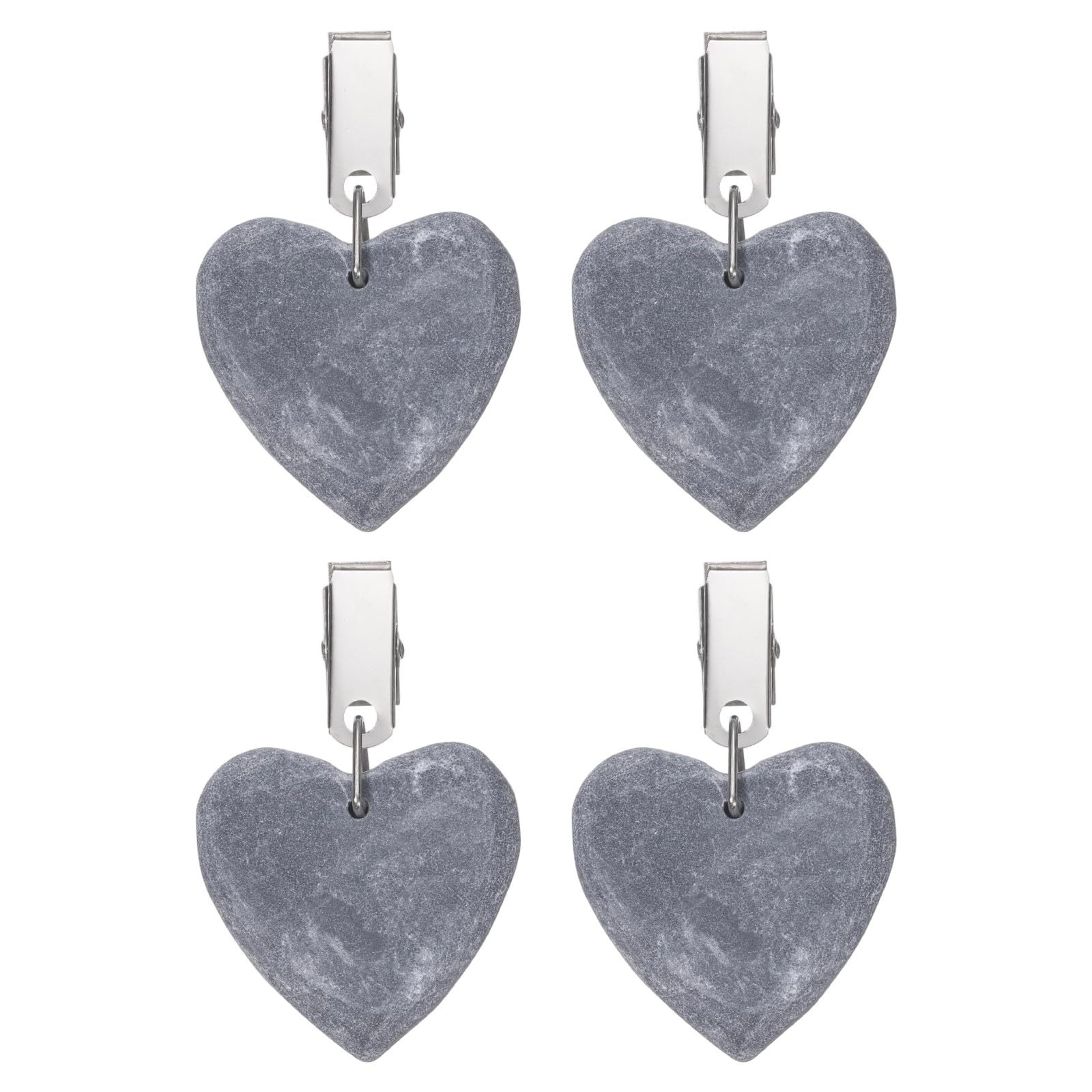 sourcing map 4Pcs Tablecloth Weights, Marble Table Cover Weights with Metal Clips, Heart Shape Stone Tablecloth Pendant 5 x 5cm for Outdoor Party Picnic Garden Table Decoration, Gray