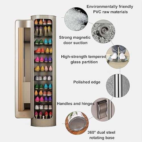 Miniatura 6 de Zapatero giratorio de esterilización inteligente, zapatero redondo vertical, torre Zapatero Giratorio, 360, estante esquinero Lazy Susan,