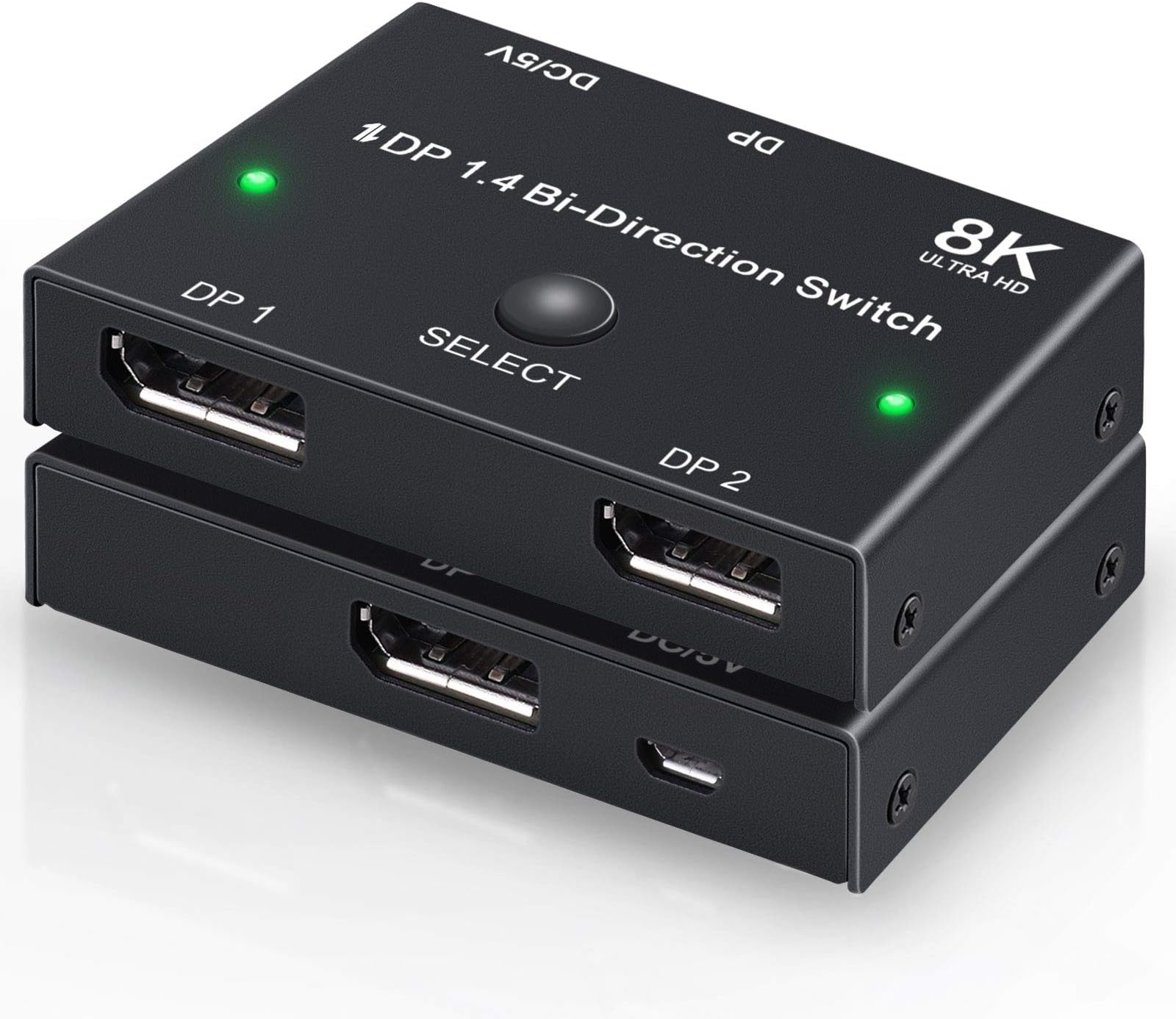 8K DisplayPort Switch, Tendak Bi-Directional DisplayPort 1.4 Switcher 2 Input 1 Output DP Splitter Supports 8K@60Hz 3D HDCP DPCP for Laptop Monitor Displays