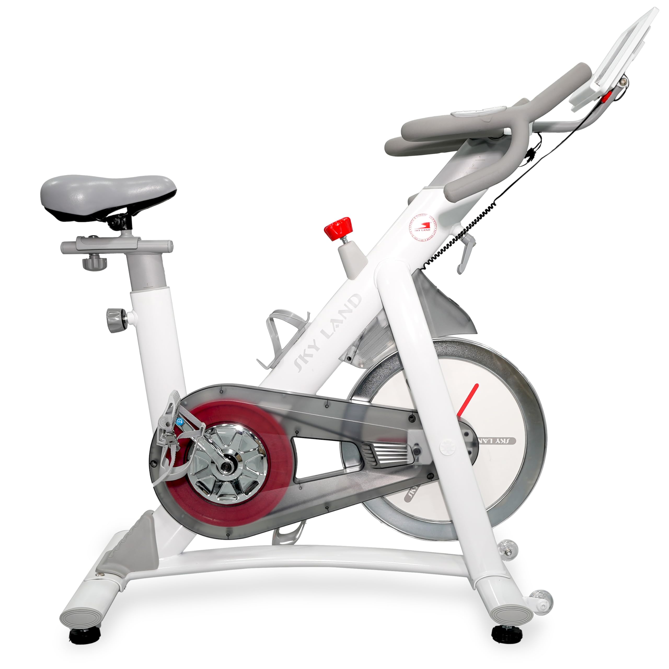 SKY LAND Magnetic Exercise Bike | Stationary Indoor Cycling Bike for Home Cardio | Belt Drive System & Adjustable Comfort | EM-1568 | White/Black