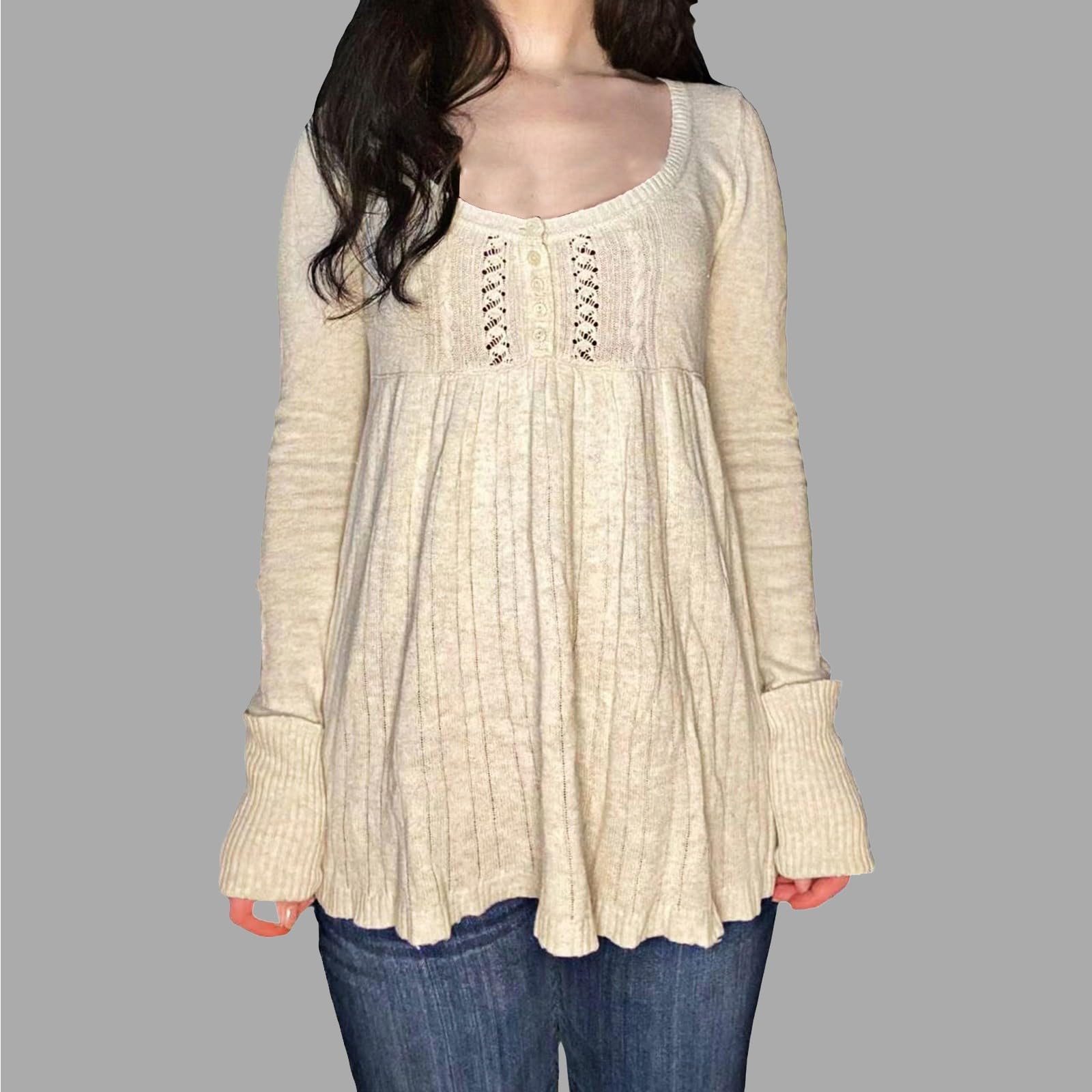 Genérico Blusas De Mujer Elegantes Cómoda Suave Algodón Manga Larga Básica Camiseta Túnica Brillante Casual Cuello Redondo Ajuste Holgado Camisetas Ropa De Mujer Tallas Grandes