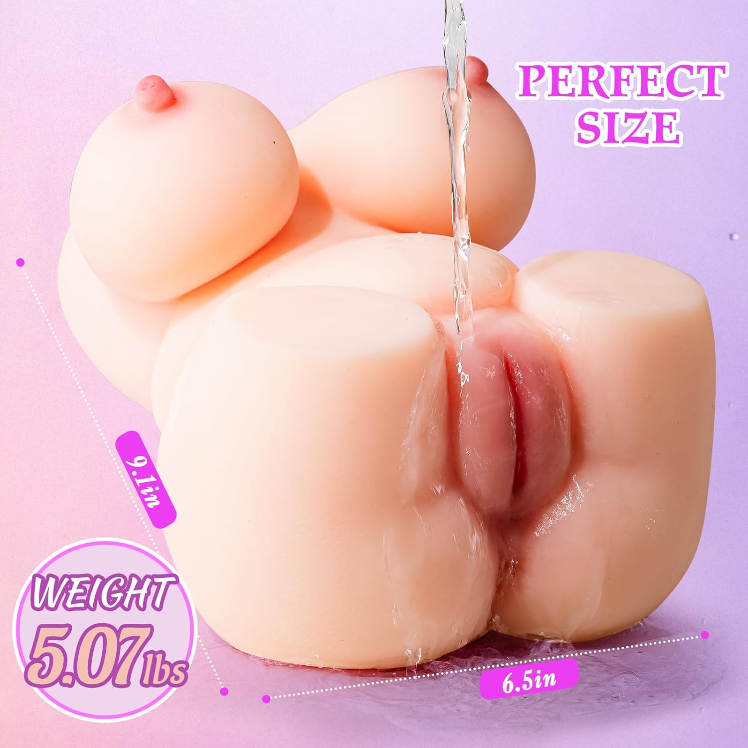 Male Masturbator Sex Toys for Men - 2 in 1 Pocket Pussy Sex Dolls for Men Male Stroker with Realistic Vagina Tight Anus, Plump and Fleshy Pocket Pussies Adult Blowjob Toys for Male, Flesh Big