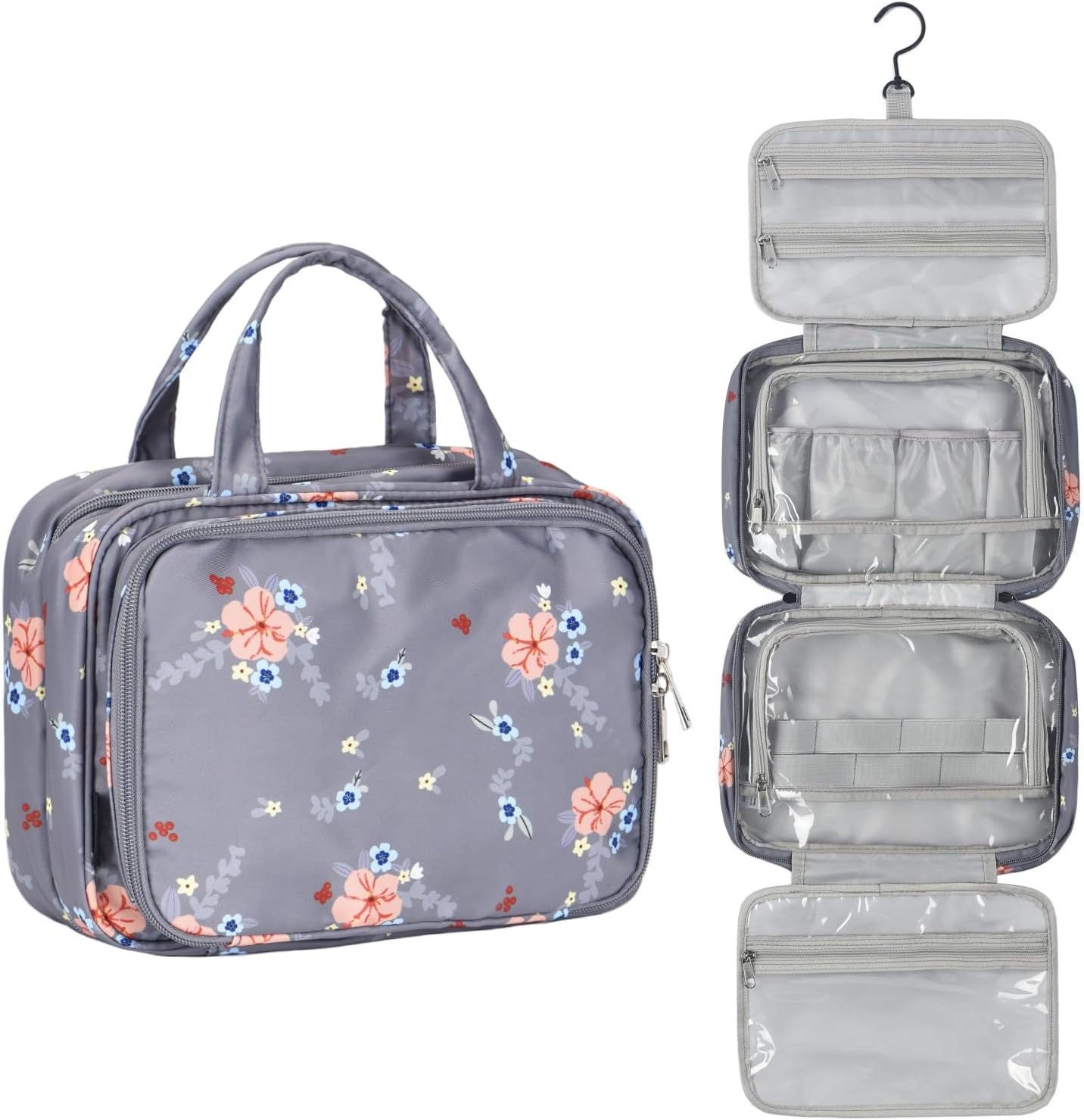 VEXTROFORT Hanging Toiletry Bag for Women, Large Travel Makeup Orgnizer Bag Water-resistant for Full Sized Toiletries/Cosmetics/Brushes