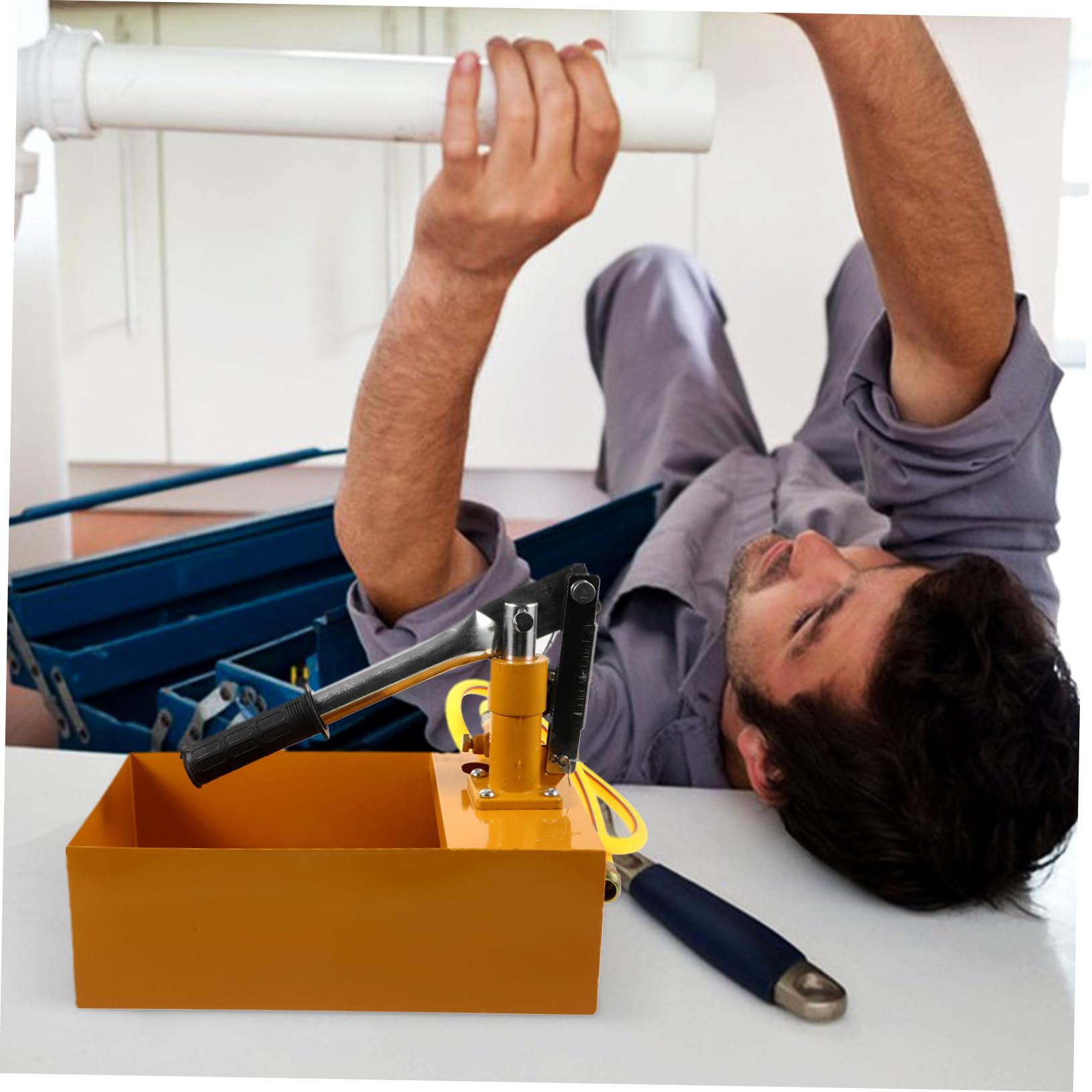 BESTOYARD 25kg Kit De Bomba De Presión Manual Con Manómetro Comprobador De Presión Hidráulica Para Tuberías y Construcción