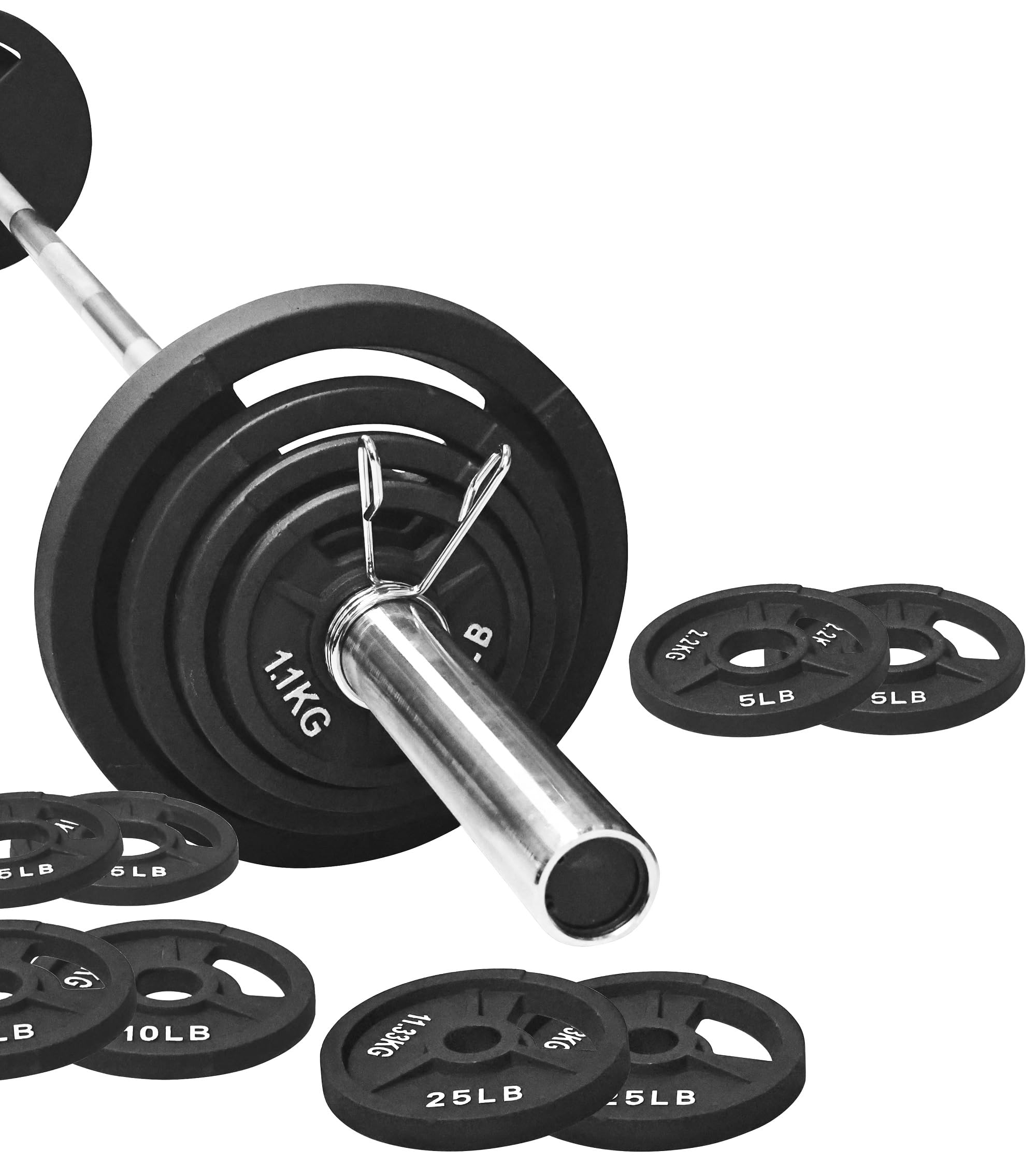 Signature Fitness 2-Inch Cast Iron Weight Plates – Olympic Barbell Plates For Strength And Resistance Training Multiple Sizes Available