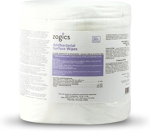 Miniatura 9 de Zogics Toallitas antibacterianas, toallitas desinfectantes para superficies y gimnasio registradas por la EPA (800 toallitas) + dispensador de cubo