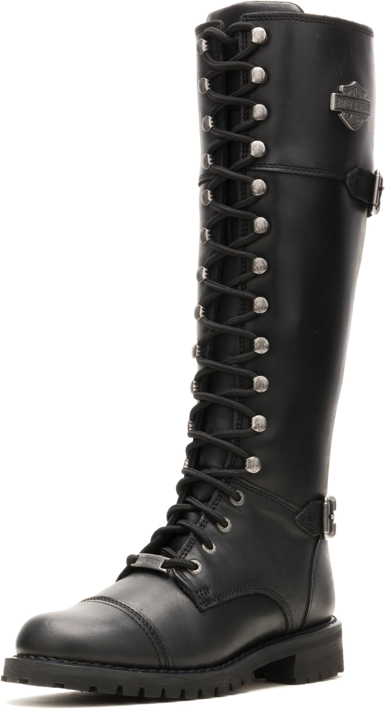FOOTWEAR Womens Beechwood Leather Tall Riding Casual Boots Knee High Low Heel 1-2" - Black