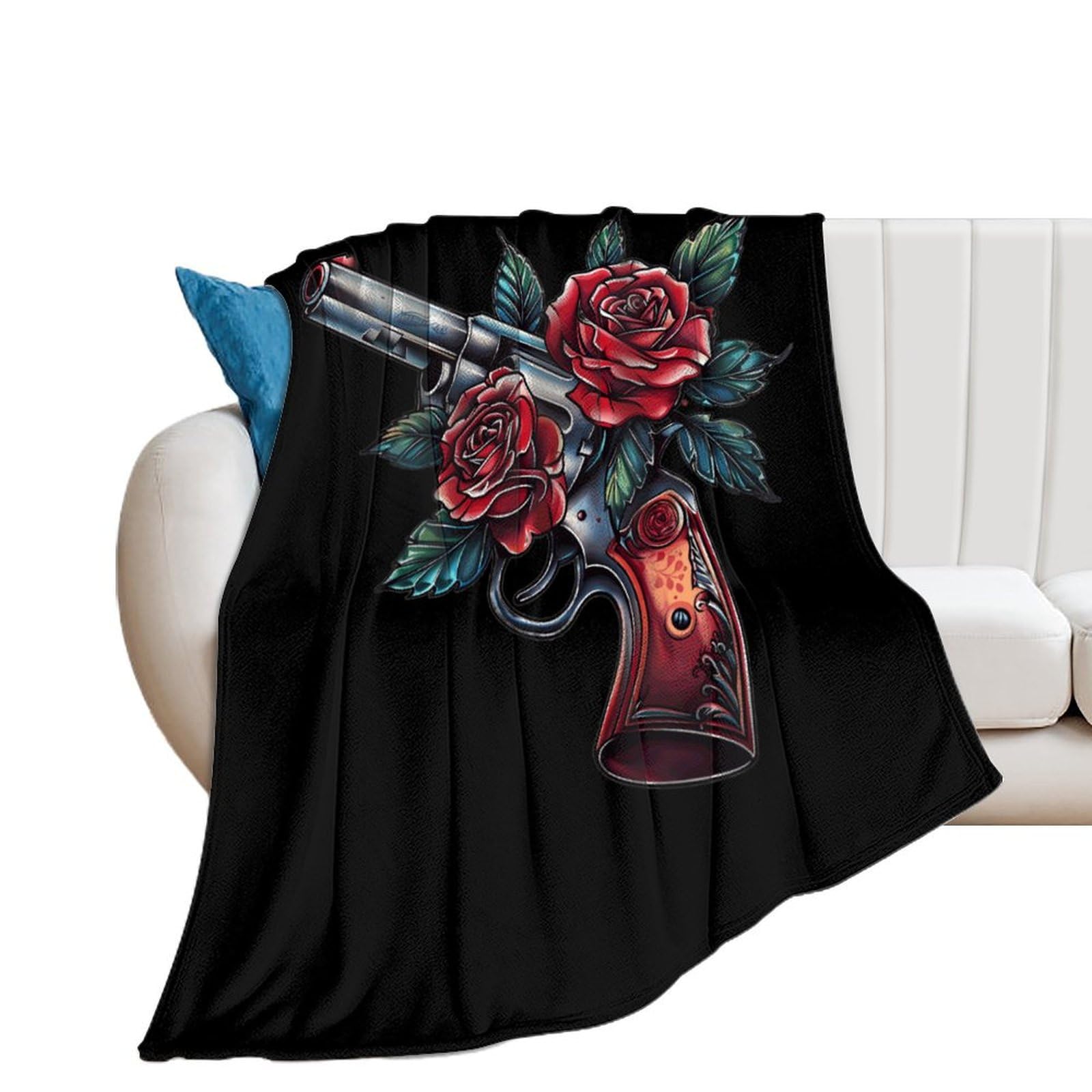 Guns And Rose Fleece Blanket Lightweight Throw Blankets for Couch Bed Soft Warm Blanket 30"*40"（76 * 100cm）