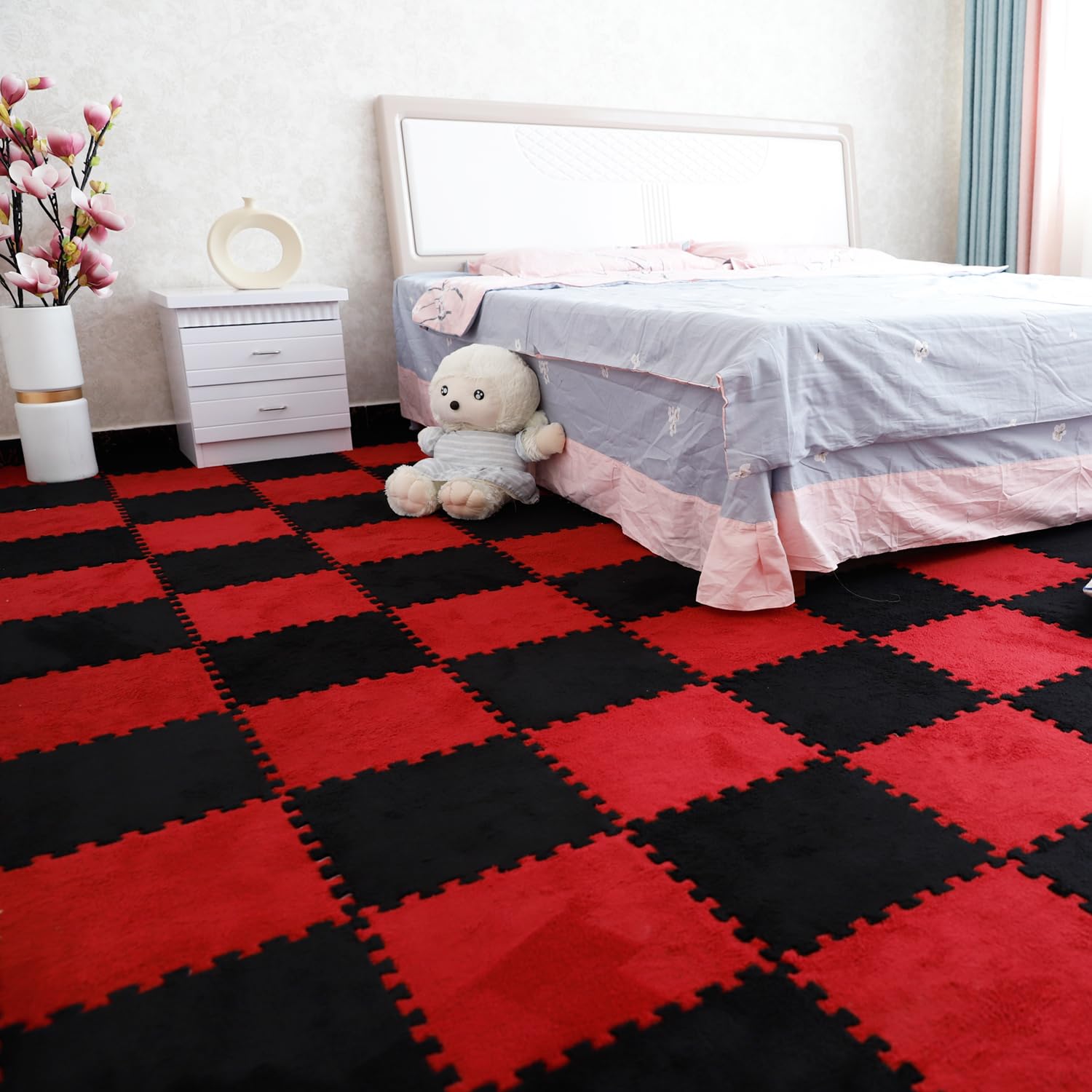 Gsogcax 10PCS Foam Play Mats for Floor 30x30cm Rugs for Living Room Soft Shaggy Rug Baby Large Interlocking Foam Play Mat Carpet Squares Anti-Skid Floor Carpet