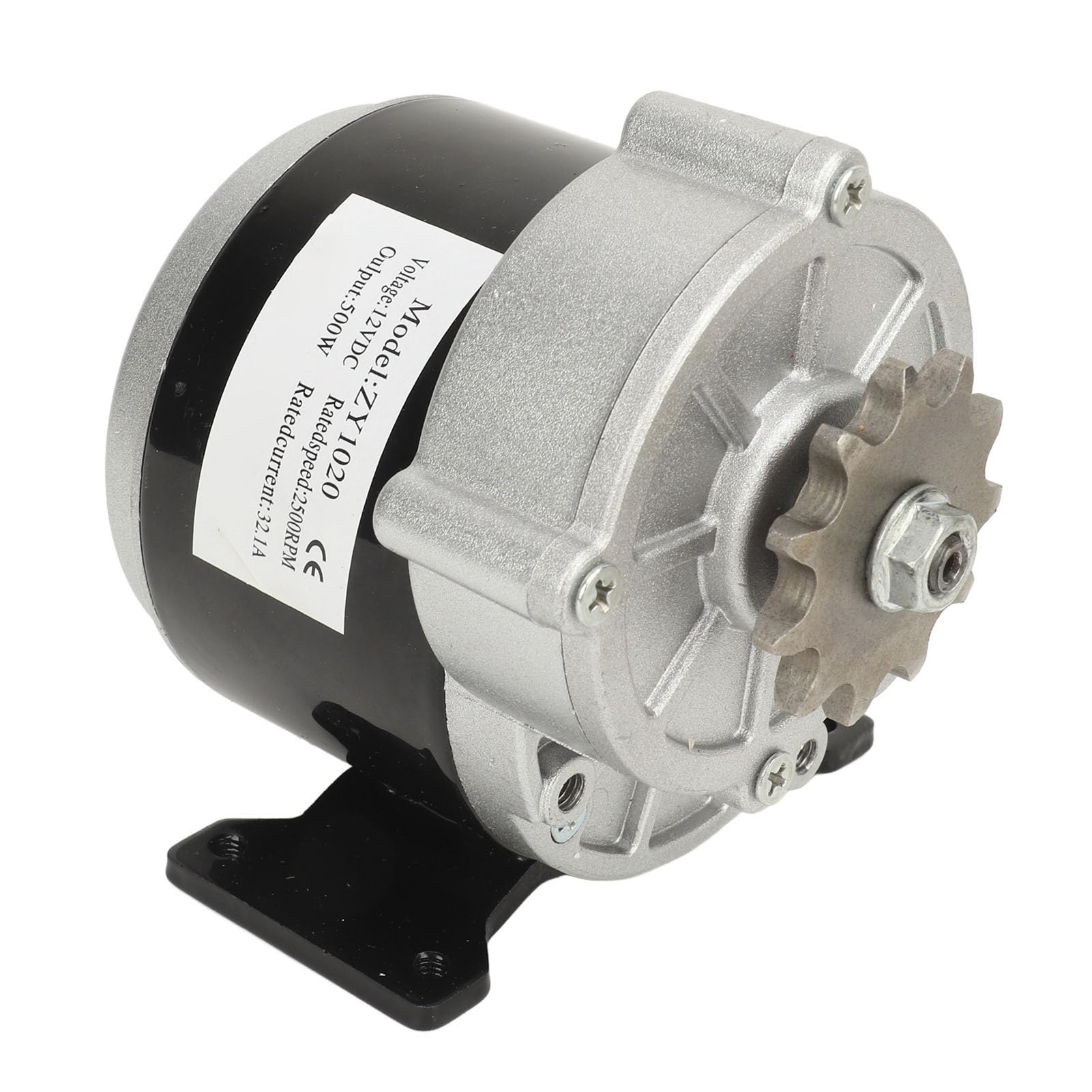 Motorreductor para vehículos eléctricos ZY1020 Motor reductor de engranajes de alta potencia de 12 V 500 W con piñón de 11 dientes para bicicletas y motocicletas todoterreno