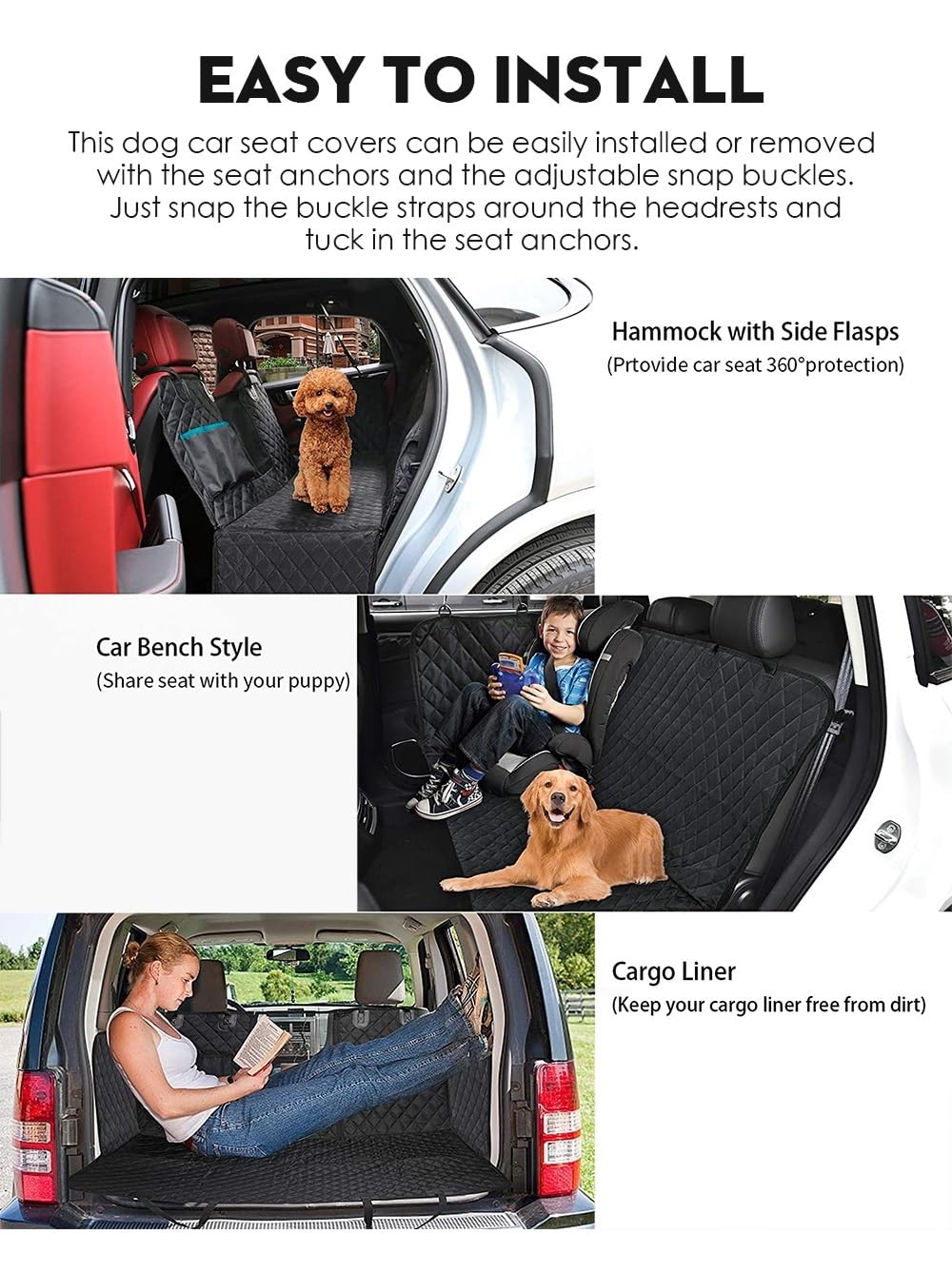 Funda Asiento Coche Perro Funda de Asiento de Coche para Perros Pet Travel Dog Carrier Hamaca Protector de Asiento Trasero de Coche Cubre Asientos Coche Perro