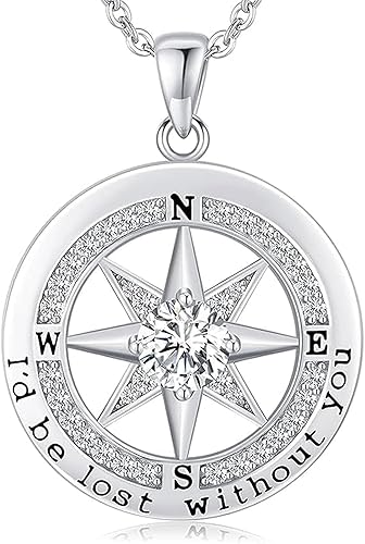 Regalo para esposa, aniversario, brújula, joyería para mujer, aniversario de boda, plata esterlina, cumpleaños, Navidad, regalos de boda para ella,