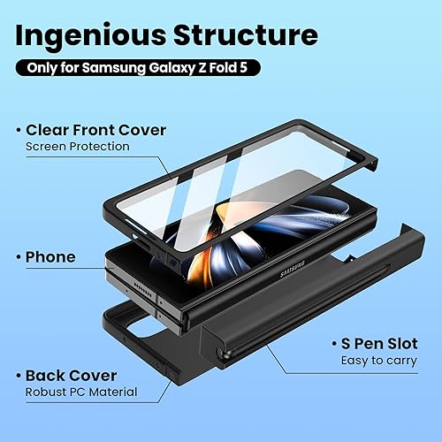 Miniatura 2 de ZCDAYE Funda para Samsung Galaxy Z Fold 5, Samsung Galaxy Z Fold 5 con soporte para bolígrafo, protección de bisagra, funda protectora de cuerpo