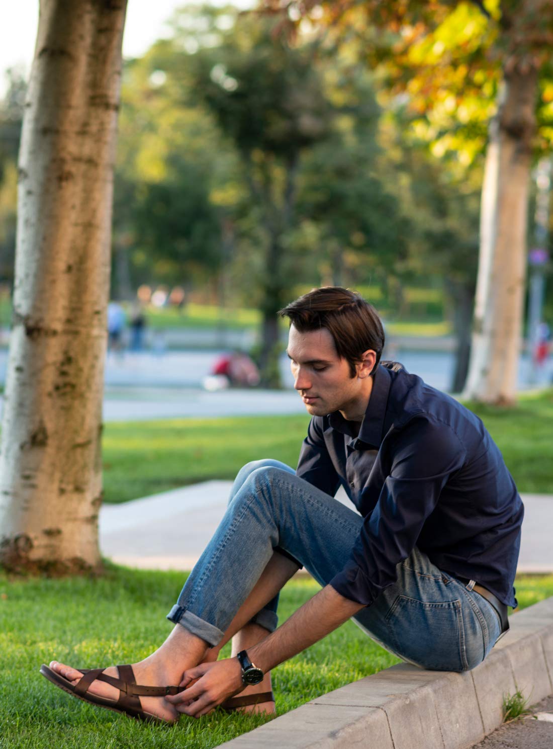 Harssidanzar Sandalias Piel Hombre