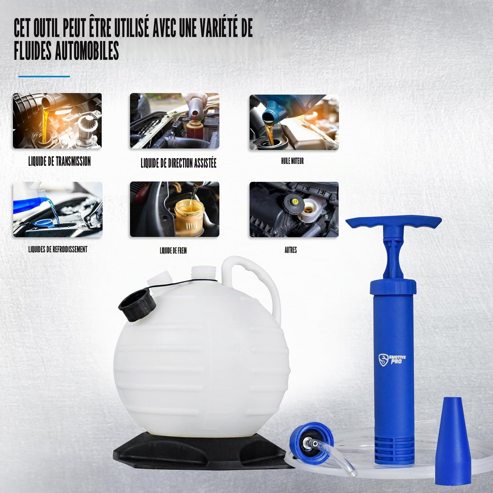 SMOTIVEPRO Seringue a Huile 6L, Pompe Huile Vidange Manuelle avec Base Améliorée et Tuyaux d'Extension en Trois Tailles, Pompe a Huile pour Voitures, Bateaux, Tondeuses à Gazon, Souffleuses à Neige