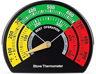 Frienda 1 Pcs 3.35 inch Large Dial Wood Stove Thermometer Magnetic Gas Oven Temperature Gauge Fire Stove Pipe Thermometer for Wood Burning Top Gas Pellet Fireplace Flue Avoiding Overheat Destroyed