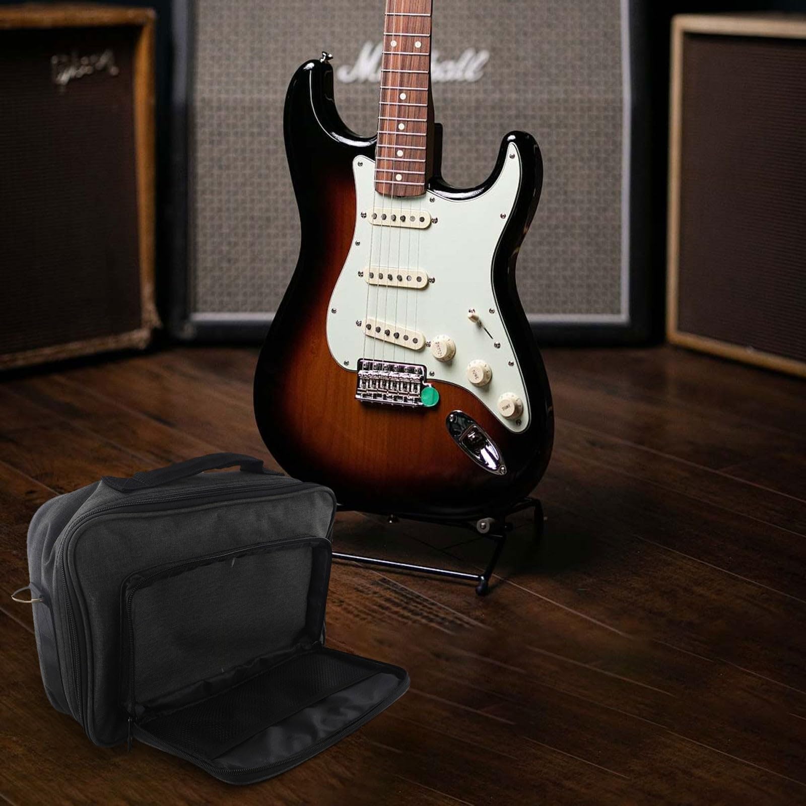 Bolsa portátil para pedales de guitarra, funda de almacenamiento para músicos, color negro, 49 x 27 x 16 cm (S)
