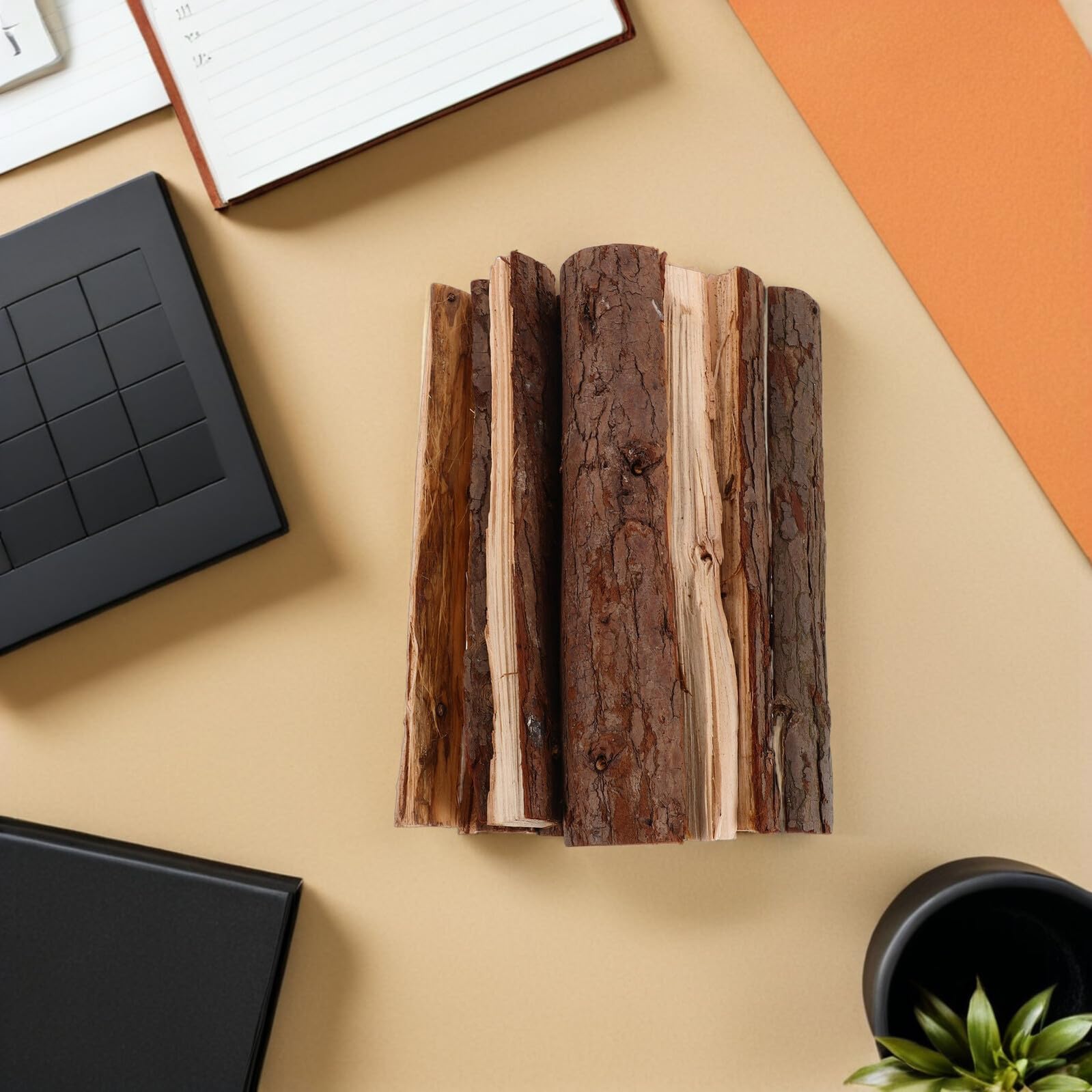 Toyvian Tronchi Rustici Realistici Ceppi di Fuoco Decorativi in Legno Marrone 10 Pezzi e Atmosfera Accogliente per Decorazioni Natalizie da Party e Display