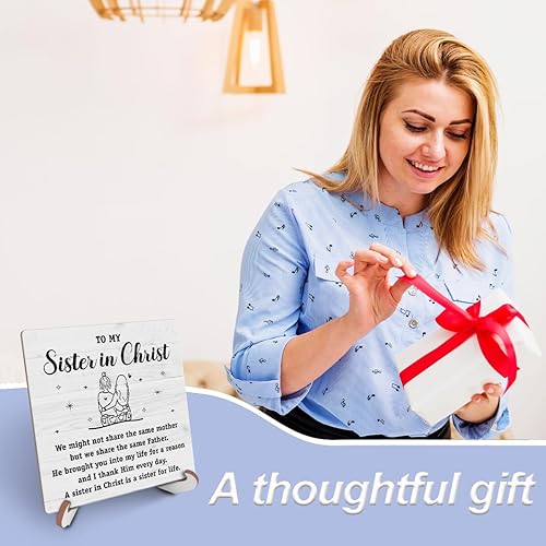 Miniatura 9 de Decoración de escritorio cristiana inspiradora, letrero de madera, versículo religioso de la Biblia, placa decorativa con soporte de madera para el