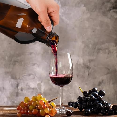 Miniatura 7 de ZEAYEA Paquete de 3 recipientes de vidrio de 32 onzas, jarra de vidrio ámbar con tapas y asa, ideal para cerveza, cerveza casera, kombucha, agua