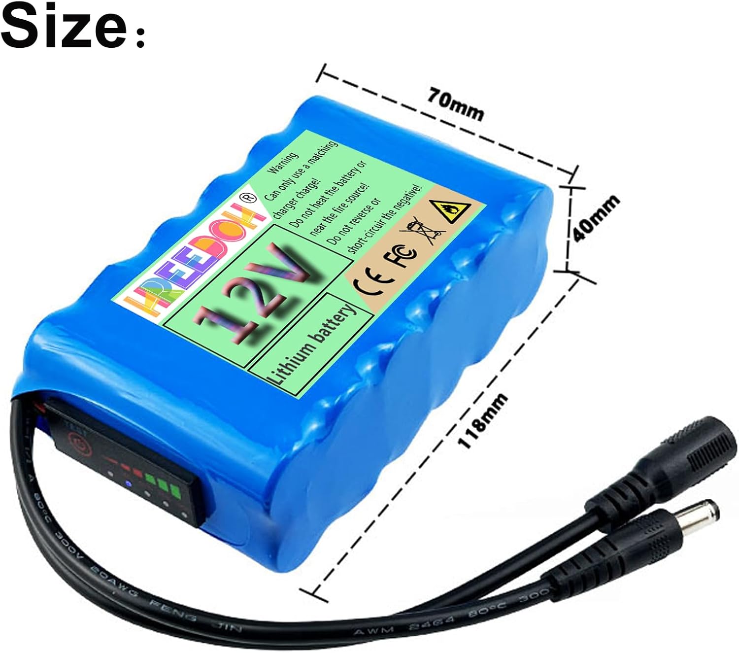 12V Lithium-ion Battery Pack 6000mAh 7200mAh 8000mAh 10000mAh 12000mAh 12800mAh Rechargeable Lithium Battery Built-in BMS Protection with Charger