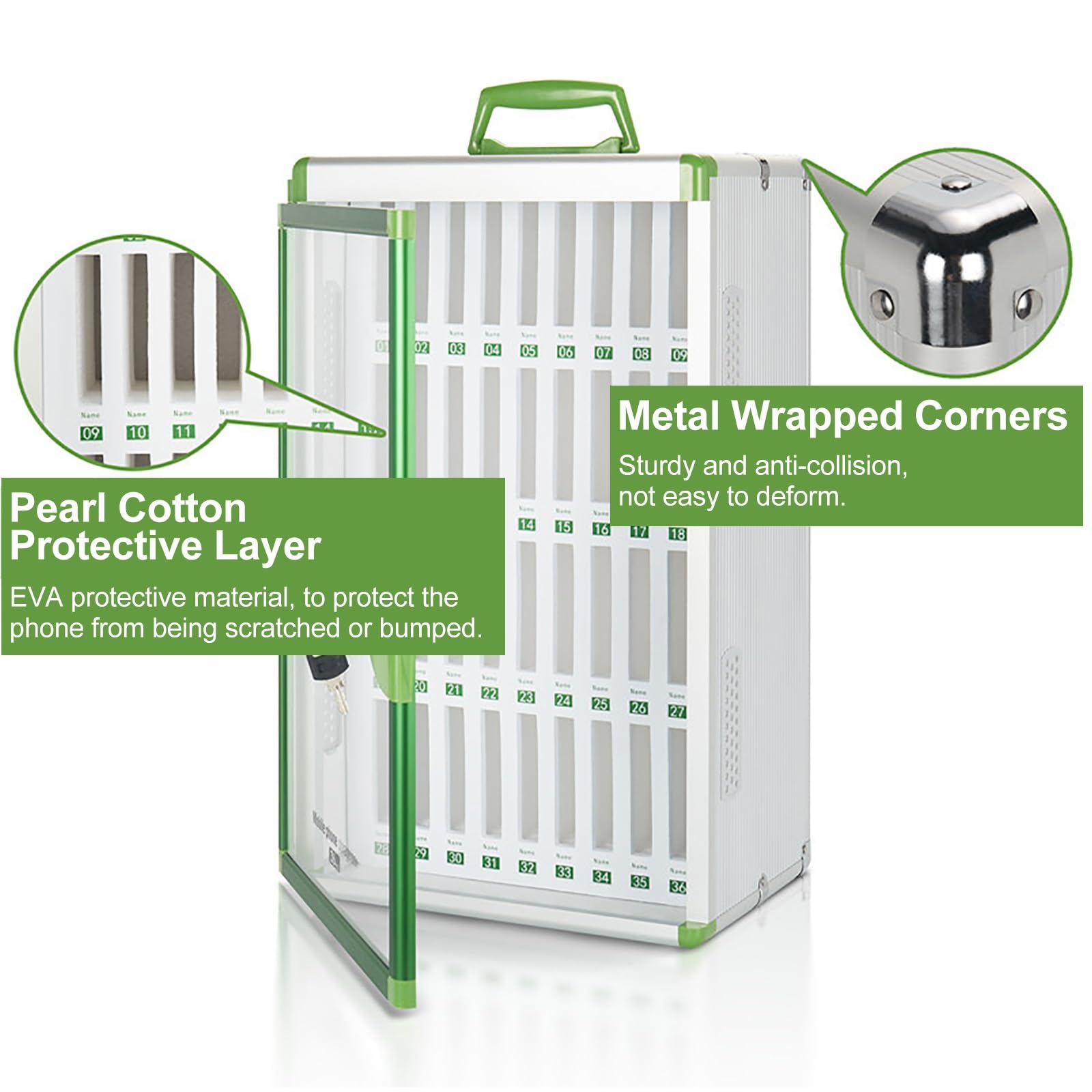 Armadietto Per Cellulare 24 Slot - Cassetta Sicurezza In Alluminio Con Chiave, Per Scuola/Ufficio - Foto 2