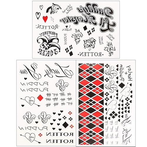 Miniatura 2 de 5 hojas de tatuajes temporales de tatuajes adhesivos perfectos para Halloween, cosplay, disfraces y accesorios de fiesta