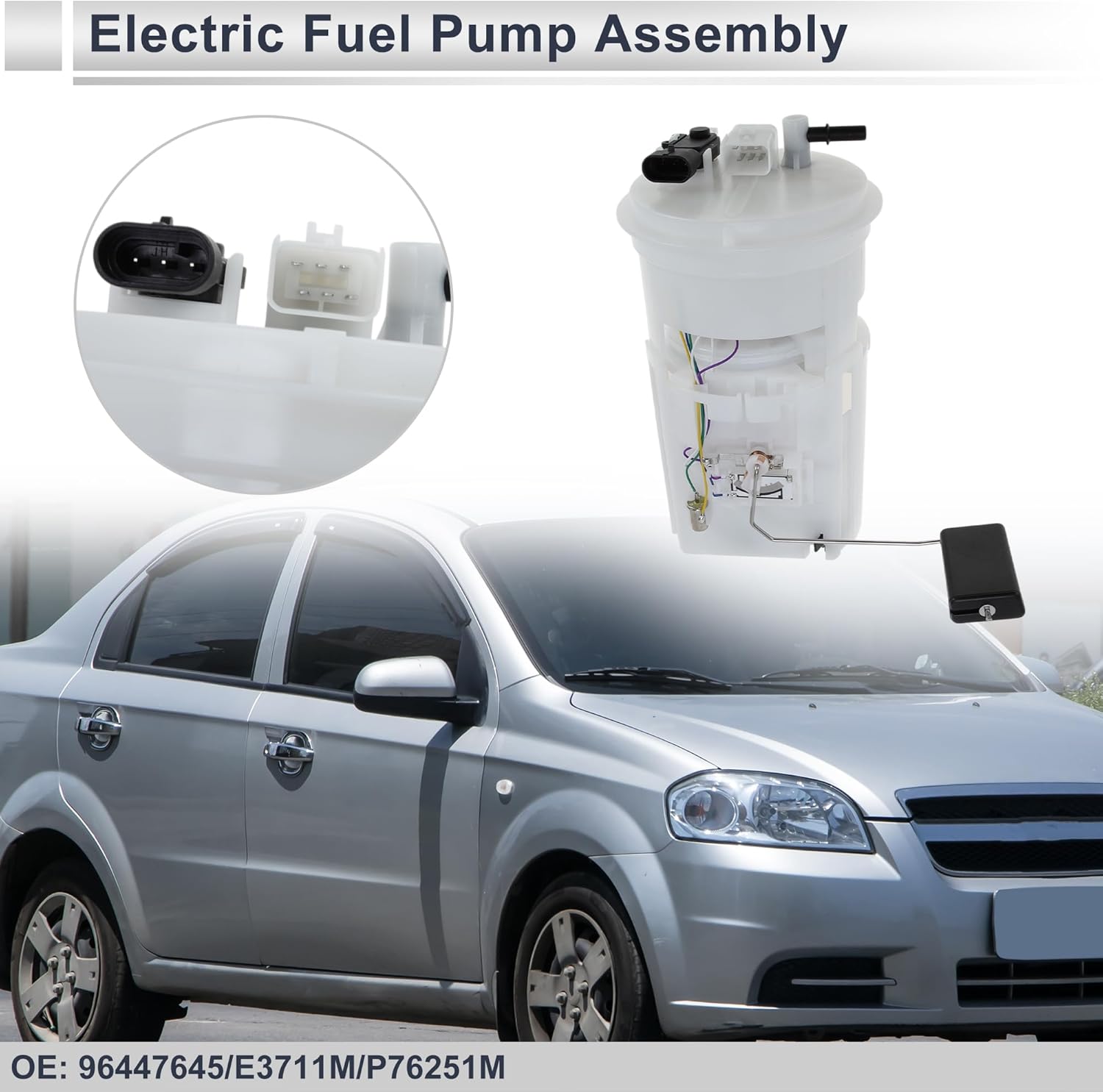 Electric Fuel Pump Assembly for Chevrolet Aveo Aveo 5 2006-2008 L4 1.6L with 1 Tube Fuel Filter Pump Module with Sending Unit No.96447645