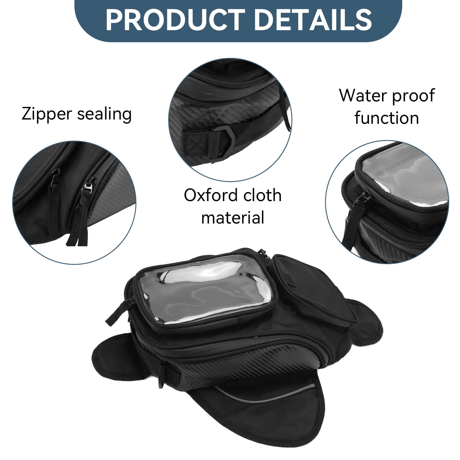 Borsa da Serbatoio per Moto, Zaino Decorativo in Tessuto Oxford Impermeabile Resistente all'usura Zaino Magnete Navigazione Bisaccia per la Guida