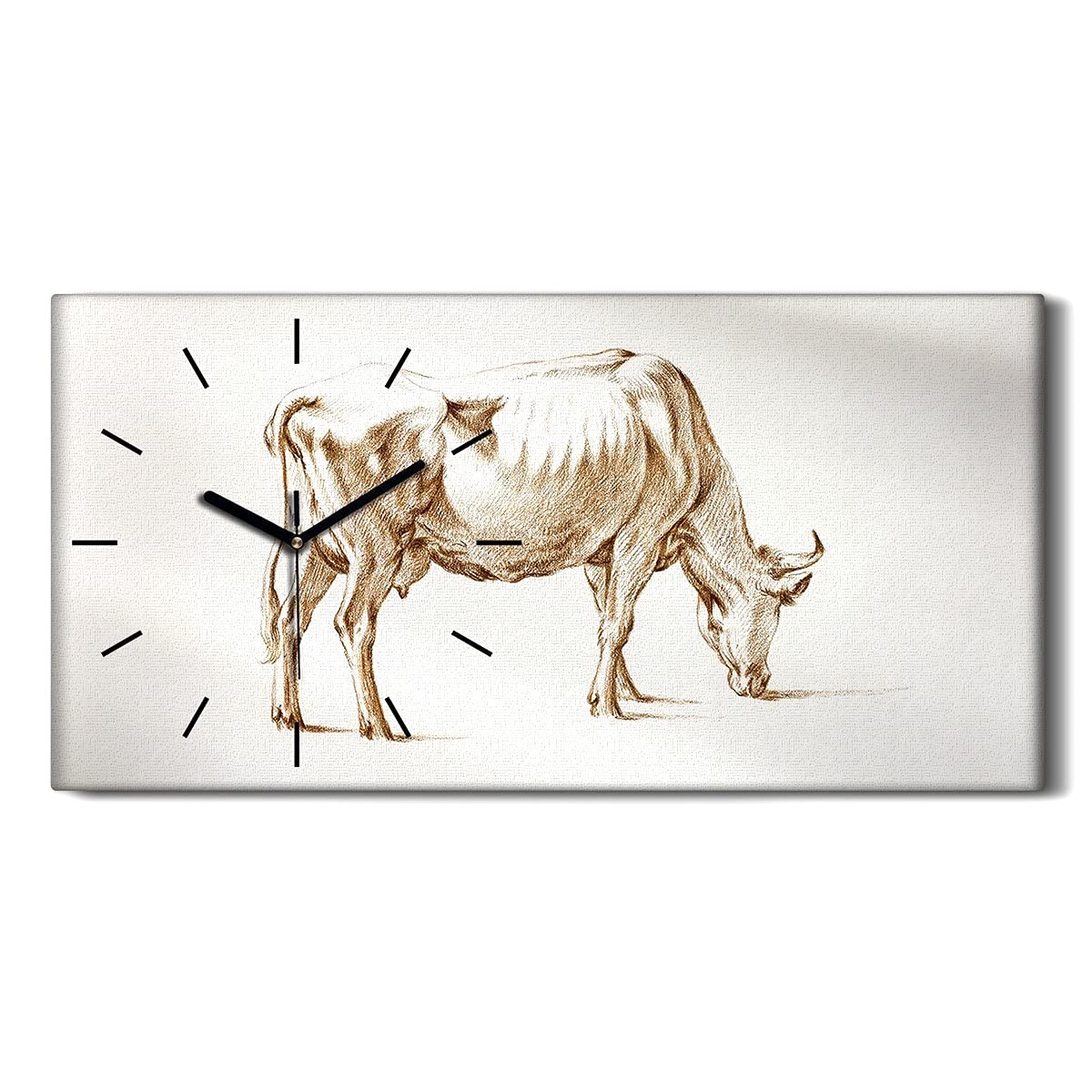 Horloge sur Toile Sans Tic-Tac Coloray Pendule Silencieuse Vache 60x30
