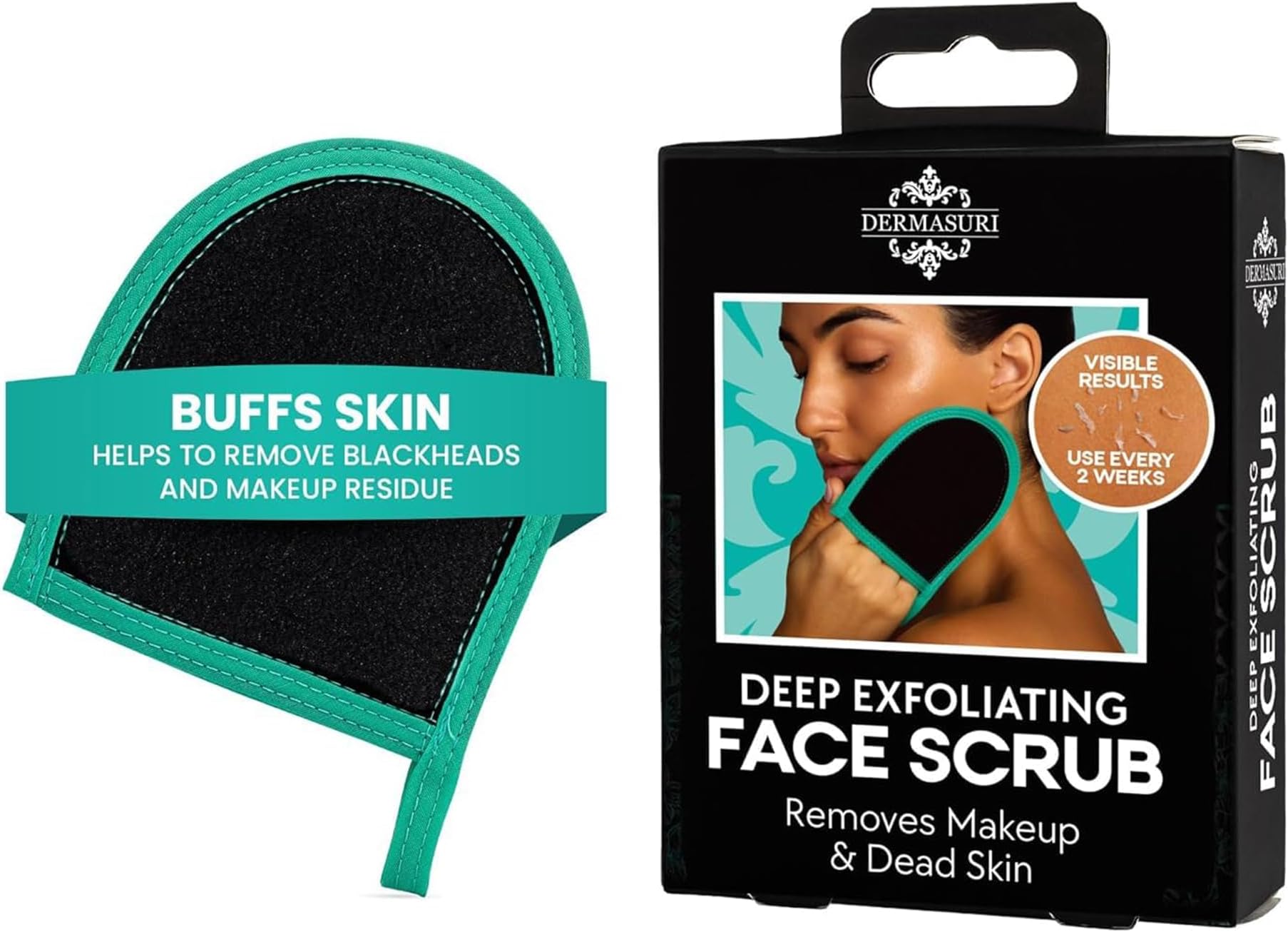 Dermasuri Deep Exfoliating Glove - Exfoliating Mitt Body Scrubber - Korean Skin Scrubber Exfoliator & Dead Skin Remover - Keratosis Pilaris Scrub - Spray Tan Remover - Shower Skincare (1 Pack)