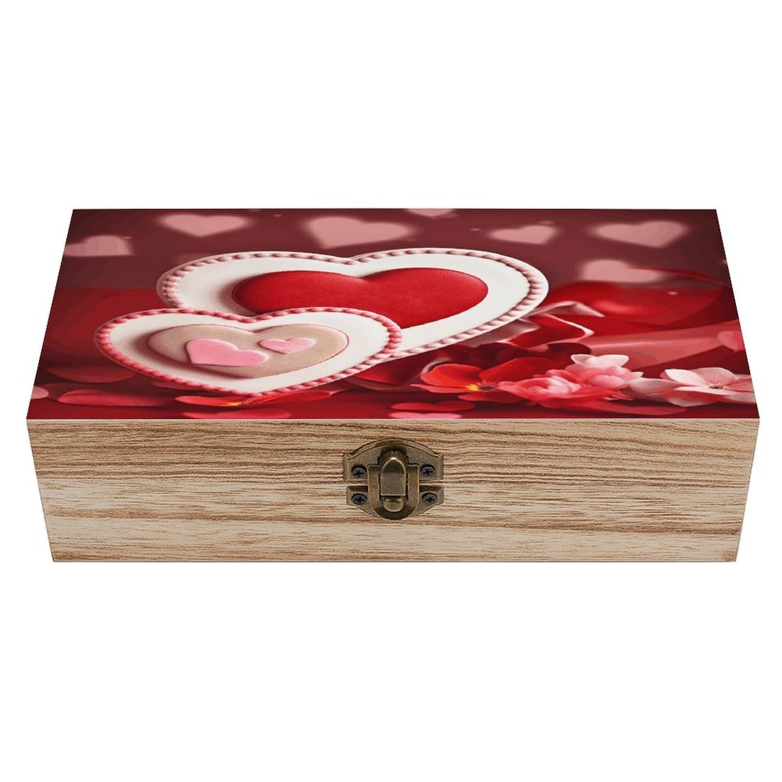 Boîte de rangement bois rétro avec couvercle souvenirs photos